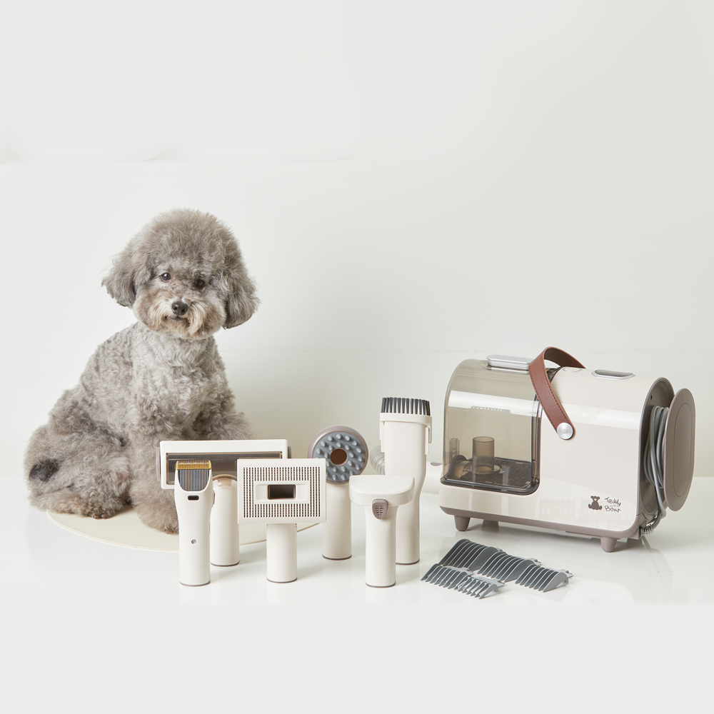 [테디베어] 스마트 7in1 진공 애견미용기 강아지 고양이 이발기 대용량먼지통